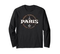 Paris France Île-de-France Coordinates Label 2C Distressed Long Sleeve T-Shirt