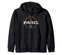 Paris France Île-de-France Coordinates Label 2C Distressed Zip Hoodie