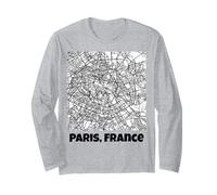 Paris France Map Souvenir Traveller Backpacker Teens Youth Long Sleeve T-Shirt