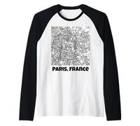 Paris France Map Souvenir Traveller Backpacker Teens Youth Raglan Baseball Tee