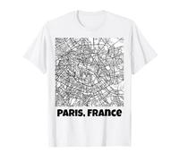 Paris France Map Souvenir Traveller Backpacker Teens Youth T-Shirt
