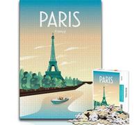 Paris France Trave Poster Puzzles for Teenagers Teens 1000pc Puzzle,Help The Brain Exercise Addictive Toys to Cultivate Patience A Work of Art 75x50cm