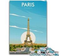 Paris France Travel Poster Jigsaw Puzzles for Adults 1000, Help The Brain Exercise Addictive Toys to Cultivate Patience Unique Challenge Game 1000pcs(26x38cm)