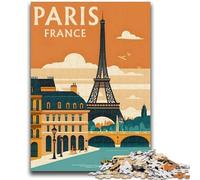 Paris France Travel Poster Puzzles 1000 Pieces for Teenagers, Suitable for Ages 14 And Up Family Fun It Is Ideal As A Gift for The Whole Family 1000pcs(50x75cm)