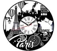 Paris France Vinyl Record Wall Clock Retro style Wall clock Silent Home Decor Art Special Home Accessories Creative Personality Gift