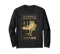 Paris Frog French Croissant Cafe Japanese Art Breakfast Long Sleeve T-Shirt