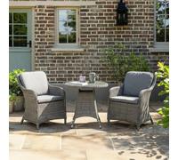 Paris Garden Bistro Set - 2 Seater - 75cm - Round - Grey - Rattan - 2 Imperial Chairs