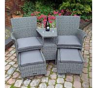 Paris Garden Companion Set - 2 Seater - Pull Out Footstools - Grey - Rattan