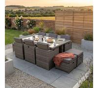 Paris Garden Cube Dining Set - 10 Seater - Grey - Rattan