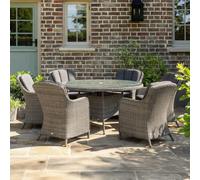 Paris Garden Dining Set - 6 Seater - 140cm - Round - Grey - Rattan - 6 Imperial Chairs