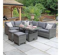 Paris Garden Modular Corner Dining Set - 8 Seater - Deluxe - Grey - Rattan