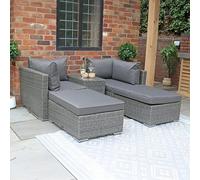 Paris Garden Relaxer Set - 4 Seater - Multi Setting - Grey - Rattan