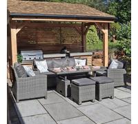 Paris Garden Sofa Dining Set - 7 Seater - Deluxe - Grey - Rattan