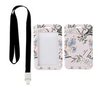 Paris Geometric ID Card Holder with Black Lanyard, Lanyard Holder, Vertical ID Cards Protector for Paramedic, Vertical Cards Protector for Work, Nurse Essentials Work Bus Driver Accessories