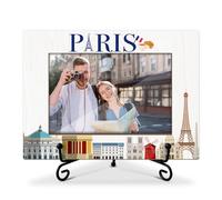 Paris Gifts Wooden Photo Frame Wedding & Honeymoon Gift for Couple - 4 x 6 Picture Frame for Friends, BFF - Paris Souvenirs & Home Office Desk Decoration