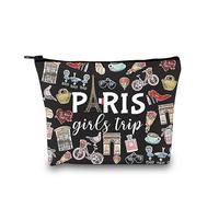 Paris Girls Trip Gift: Paris Weekend Theme Travel Bag - Skyline Makeup Bag for Her (Black EU)