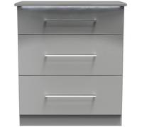 Paris Grey Gloss 3 Drawer Deep Chest