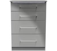 Paris Grey Gloss 4 Drawer Deep Chest