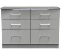 Paris Grey Gloss 6 Drawer Midi Chest