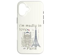 Paris, hand drawing of the Louvre and Eiffel Tower, Love Case for iPhone 16
