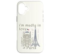 Paris, hand drawing of the Louvre and Eiffel Tower, Love Case for iPhone 16 Plus