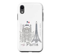 Paris, hand-drawn of the Louvre and the Eiffel Tower, sights Case for iPhone XR