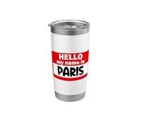 Paris Hello Hi My Name is Tshirt Name On Custom Stainless Steel Insulated Tumbler