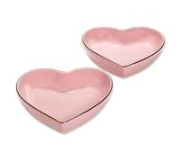Paris Hilton 2-Piece Heart Dish Set, Ceramic Stoneware Serving Bowls for Entertaining, Snacks, Desserts & Décor, 8-Inch, Pink