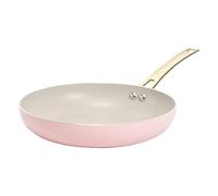 Paris Hilton Aluminium Frying Pan with Ceramic Non-Stick Coating, Sauté & Stir Fry Pan, Diameter 25x45cm, for All Hobs Including Induction, Dishwasher Safe, Gold Handle,Pink/Cream/Gold