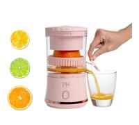 Paris Hilton Electric Citrus Juicer, Mini Portable Cordless Juicer with USB Rechargeable Base, One-Touch Button, Compact Lemon, Lime and Orange Juicer, Pink