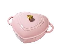 Paris Hilton Enameled Cast Iron Braiser, Heart-Shaped Skillet with Lid, Superior Heat Retention Casserole, Stovetop and Oven-to-Table, 3.5-Quart, Pink