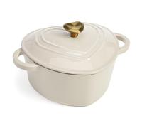 Paris Hilton Enameled Cast Iron Dutch Oven Heart-Shaped Pot with Lid, Dual Handles, Works on All Stovetops, Oven Safe to 500°F, 4-Quart, Cream