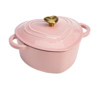 Paris Hilton Enameled Cast Iron Dutch Oven Heart-Shaped Pot with Lid Dual Handles Works on All Stovetops Oven Safe to 500F 2-Quart Pink