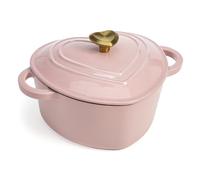 Paris Hilton Enameled Cast Iron Dutch Oven Heart-Shaped Pot with Lid, Dual Handles, Works on All Stovetops, Oven Safe to 500°F, 4-Quart, Pink