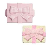 Paris Hilton Gift Box with Bow Cake Pan, Cast Aluminum with Clean Ceramic Nonstick Bakeware, Dishwasher Safe, Made Without PFAS, PFOA, PFOS & PFTE, 10.5 x 8-Inch Pink