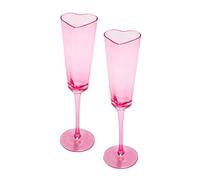 Paris Hilton Heart Shaped Champagne Flute Gift Set, Elegant Handmade Glassware Set, Perfect for Celebrations, Weddings or Any Special Occasion, 2-Piece Set, 5.5-Ounce, Pink