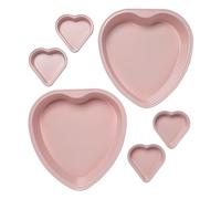 Paris Hilton Heart Shaped Nonstick Bakeware Set, Easy Release Carbon Steel, Includes Two 9.5-Inch Pans and Four Mini 3.5-Inch Pans, Dishwasher Safe, Made Without PFAS or PFOA, 6-Piece Set, Pink