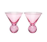 Paris Hilton Martini Glass Set with Iconic Gem Base, Perfect for Parties and Special Occasions, Serve Martinis, Mocktails and More, 10.5-Ounce, 2-Piece Set, Pink