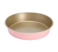 Paris Hilton Nonstick Carbon Steel Bakeware Collection, 9-Inch Round Cake Pan, Dishwasher Safe, Made Without PFOA and PFAS, Pink Champagne Two-Tone