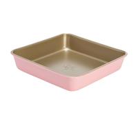 Paris Hilton Nonstick Carbon Steel Bakeware Collection, 9-Inch Square Cake Pan, Dishwasher Safe, Made Without PFOA and PFAS, Pink Champagne Two-Tone