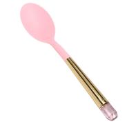 Paris Hilton Solid Spoon with Pink Jewel Shaped Handle, Heat-Resistant up to 400°F, Dishwasher Safe Kitchen Tools and Utensil, Pink and Gold