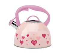 Paris Hilton Stainless Steel Heart Teapot 2L Cool Touch Handle & Whistle Pourer, Stove or Hob Tea Pot, Perfect for Everyday Use, Elegant & Safe Serving, Quick Heating, 24x21.5cm, Pink