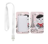 Paris in Love ID Card Holders with White Lanyard, Lanyard with Card Holder, Vertical Cards Protector for Driver, Vertical Name Badges Protector for Nurse, Bus Driver Accessories Nurse Accessories Work