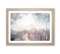 Paris In Sunlight In Abstract Modern Art Framed Print | A2 Oak Framed Wall Art | Ready to Hang | Abstract Fantasy Picture | Living Room Bedroom Lounge Office