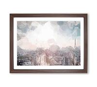 Paris In Sunlight In Abstract Modern Art Framed Print | A3 Walnut Framed Wall Art | Ready to Hang | Abstract Fantasy Picture | Living Room Bedroom Lounge Office