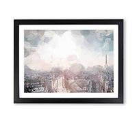 Paris In Sunlight In Abstract Modern Art Framed Wall Art Print, Ready to Hang Picture for Living Room Bedroom Home Office Décor, Black A3 (46 x 34 cm)