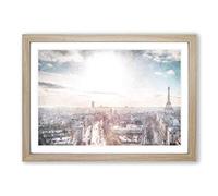 Paris in Sunlight Painting Framed Print | A2 Oak Framed Wall Art | Ready to Hang | Modern Historical Picture | Living Room Bedroom Lounge Office