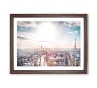 Paris In Sunlight Painting Modern Art Framed Print | A3 Walnut Framed Wall Art | Ready to Hang | Modern Historical Picture | Living Room Bedroom Lounge Office