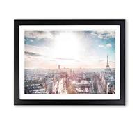 Paris In Sunlight Painting Modern Art Framed Print | A4 Black Framed Wall Art | Ready to Hang | Modern Historical Picture | Living Room Bedroom Lounge Office