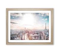 Paris In Sunlight Painting Modern Art Framed Print | A4 Oak Framed Wall Art | Ready to Hang | Modern Historical Picture | Living Room Bedroom Lounge Office